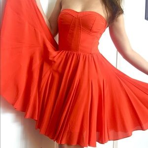Stunning silk strapless corset top cocktail dress